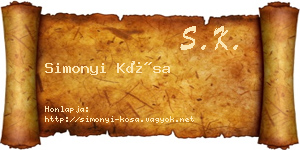 Simonyi Kósa névjegykártya